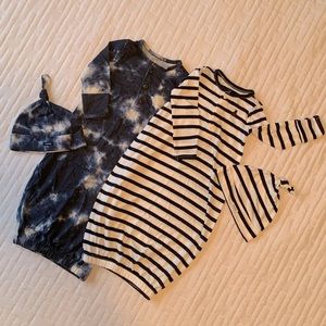Baby Gap Sleep Gowns with Matching Hats
